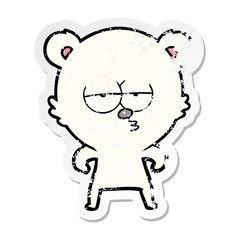 distressed sticker of a bored polar bear cartoon