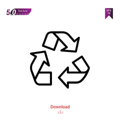 recycling ecology icon isolated on white background. ecology icons Graphic design, mobile application, logo, user interface. Editable stroke. EPS10 format vector illustration