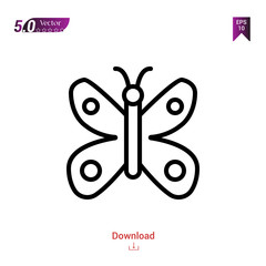 Outline butterfly icon isolated on white background. insect icons. Graphic design, mobile application, logo, user interface. Editable stroke. EPS10 format vector illustration