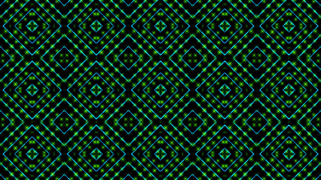 Animated light shinning green and blue dots and stars square shapes. bright shinning colored dots and stars with 3D camera movement. Abstract background with neon and stars and dots effect