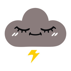 flat color retro cartoon storm cloud