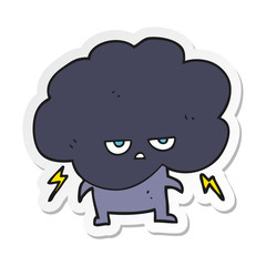 sticker of a cartoon raincloud