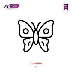 Outline butterfly icon isolated on white background. insect icons. Graphic design, mobile application, logo, user interface. Editable stroke. EPS10 format vector illustration