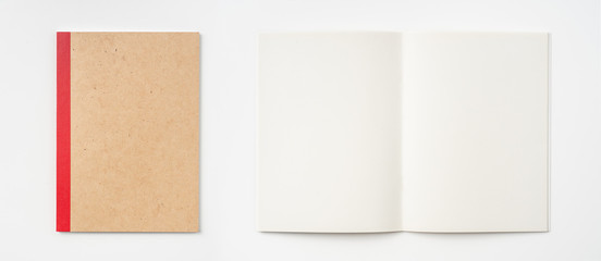color kraft notebook on white background - obrazy, fototapety, plakaty