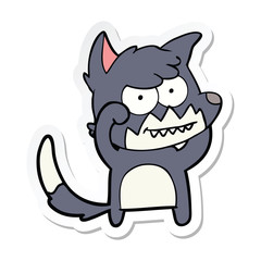 sticker of a cartoon grinning fox