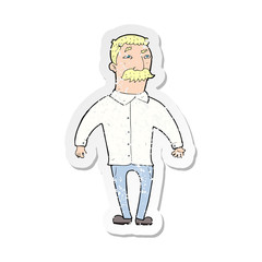 retro distressed sticker of a cartoon man with mustache