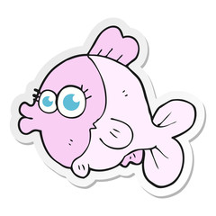 sticker of a funny cartoon fish with big pretty eyes