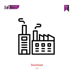 Outline factory icon isolated on white background. ecology icons Graphic design, mobile application, logo, user interface. Editable stroke. EPS10 format vector illustration