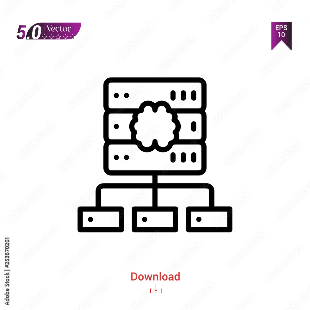 Poster outline servers icon isolated on white background. line pictogram. graphic design, mobile applicatio