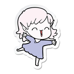sticker of a cartoon elf girl