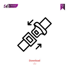 seatbelt car icon isolated on white background. Line pictogram. Graphic design, mobile application,  car parts icons, user interface. Editable stroke. EPS10 format vector illustration