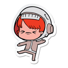 Obraz premium naklejka gniewnej kreskówki kosmicznej dziewczyny