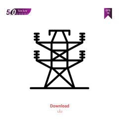 electric-tower icon isolated on white background. ecology icons Graphic design, mobile application, logo, user interface. Editable stroke. EPS10 format vector illustration