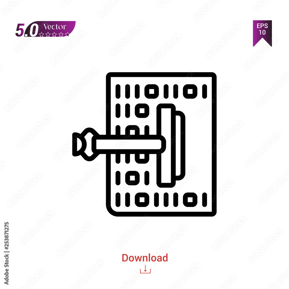 Poster binary-code icon isolated on white background. line pictogram. graphic design, mobile application, a