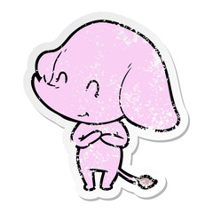 distressed sticker of a cute cartoon elephant