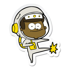 sticker of a happy astronaut cartoon