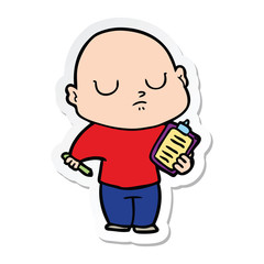 sticker of a cartoon bald man