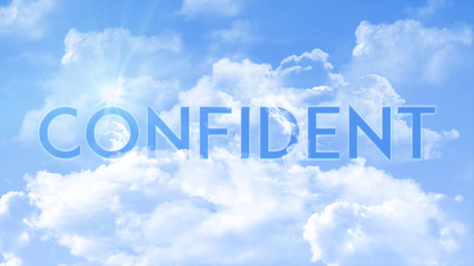 Fototapeta premium Word CONFIDENT in colorful clouds, communication concept 