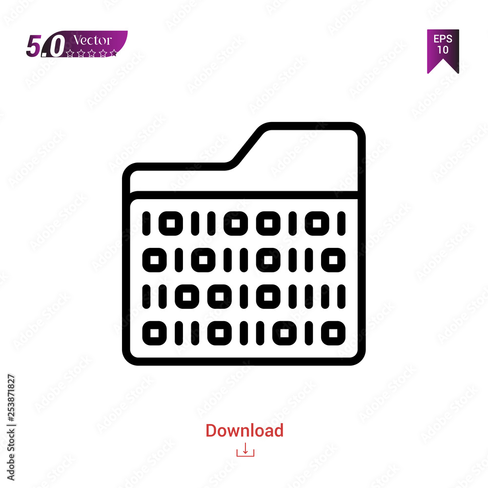 Poster outline binary icon isolated on white background. line pictogram. graphic design, mobile application