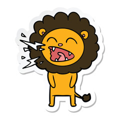 sticker of a cartoon roaring lion