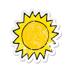 distressed sticker of a cartoon sun