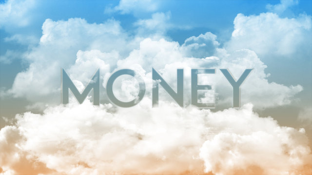 Word MONEY in colorful clouds, communication concept 