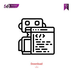 Outline robot  icon isolated on white background. Line pictogram. Graphic design, mobile application, artificial intelligence icons, user interface. Editable stroke. EPS10 format vector illustration