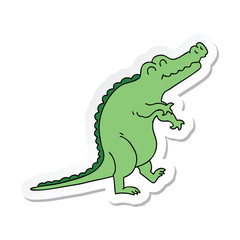 sticker of a quirky hand drawn cartoon crocodile