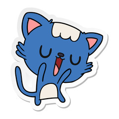 sticker cartoon of cute kawaii cat
