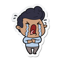 sticker of a cartoon crying man