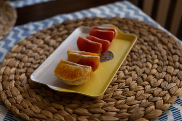 sliced red blood orange