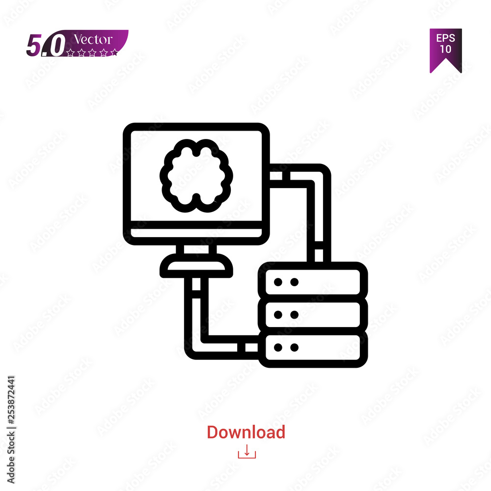 Poster outline database icon isolated on white background. line pictogram. graphic design, mobile applicati