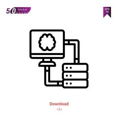 Outline database icon isolated on white background. Line pictogram. Graphic design, mobile application, artificial intelligence icons, user interface. Editable stroke. EPS10 format vector illustration