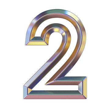 recommend clip art: Chrome font with colorful reflections Number 2 TWO 3D