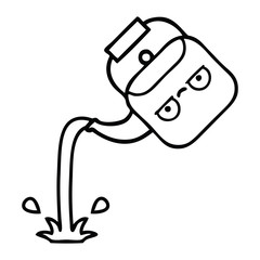 line drawing cartoon pouring kettle
