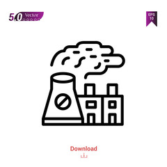 nuclear-plant ecology icon isolated on white background. ecology icons Graphic design, mobile application, logo, user interface. Editable stroke. EPS10 format vector illustration