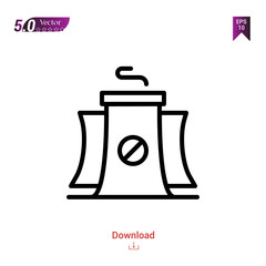 nuclear-plant ecology isolated on white background. ecology icons Graphic design, mobile application, logo, user interface. Editable stroke. EPS10 format vector illustration