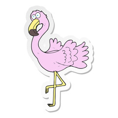 sticker of a cartoon flamingo