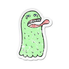 retro distressed sticker of a cartoon funny ghost