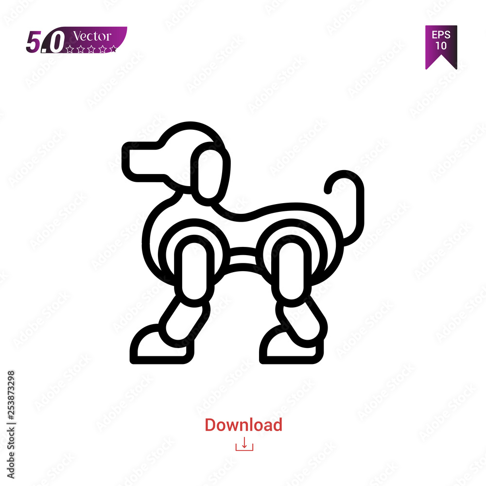Poster outline robot icon isolated on white background. line pictogram. graphic design, mobile application,