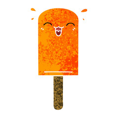 quirky retro illustration style cartoon orange ice lolly