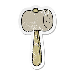 distressed sticker of a cartoon mallet