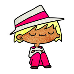 Obraz premium textured cartoon of a cute kawaii person