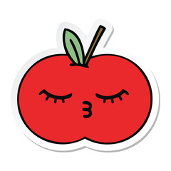 sticker of a cute cartoon red apple