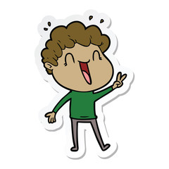 Obraz premium sticker of a cartoon happy man laughing