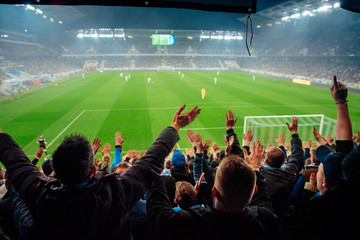 Photo – crowded soccer stadium, football fans support the team - 253874610