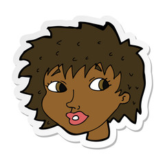 sticker of a cartoon surprised woman