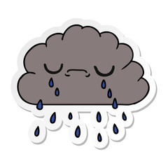 sticker cartoon of cute crying cloud