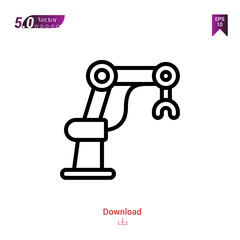 mechanical-arm icon isolated on white background. Line pictogram. Graphic design, mobile application, artificial intelligence icons, user interface. Editable stroke. EPS10 format vector illustration