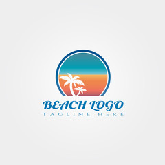 Beach scenery vector icon or logo for apps or website